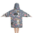 thumbnail image 2 of Border Collie Dog and Flower Florals Blanket Hoodies for Kids 6-13YR Oversize Wearable Blanket Hoodies for Boys Girls Teens, 2 of 7