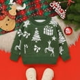 thumbnail image 2 of Gubotare Toddler Christmas Sweater Girl Boys V-Neck Collar Sweaters Long Sleeve Pullover Knit Sweater Size 18 24 Months (Green,18-24 Months), 2 of 5