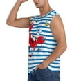 thumbnail image 3 of Easygdp Red Funny Crab on Blue Stripe Men's Breathable Tank Tops Sleeveless Sporty T Shirts for Basketball, Mountaineering, Bodybuilding -Large, 3 of 8