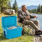 Barara King Large Insulated Hard Shell Ice Chest Cooler with Cup Holders Bottle Opener and Drain Plug for Outdoor Camping and Backyard Party, Blue