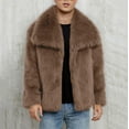 thumbnail image 2 of Miluxas Mens Luxury Faux Fur Jacket Fluffy Furry Coats Lapel Collar Long Sleeve Outerwear Winter Warm Cardigans Brown, 2 of 7