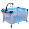Baby Playard PlayPen Bassinet Foldable Crib Newborn Infant Travel Changing Bed-Light Blue