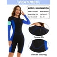 thumbnail image 5 of Swimsuit for Women Lady Long Sleeve Zip Up Bathing Suit One Piece Knee Length Swimwear Athletic Sun Protection Rash Guard Holiday Beach UPF 50+ Bodysuits Surfing Wear, 5 of 6