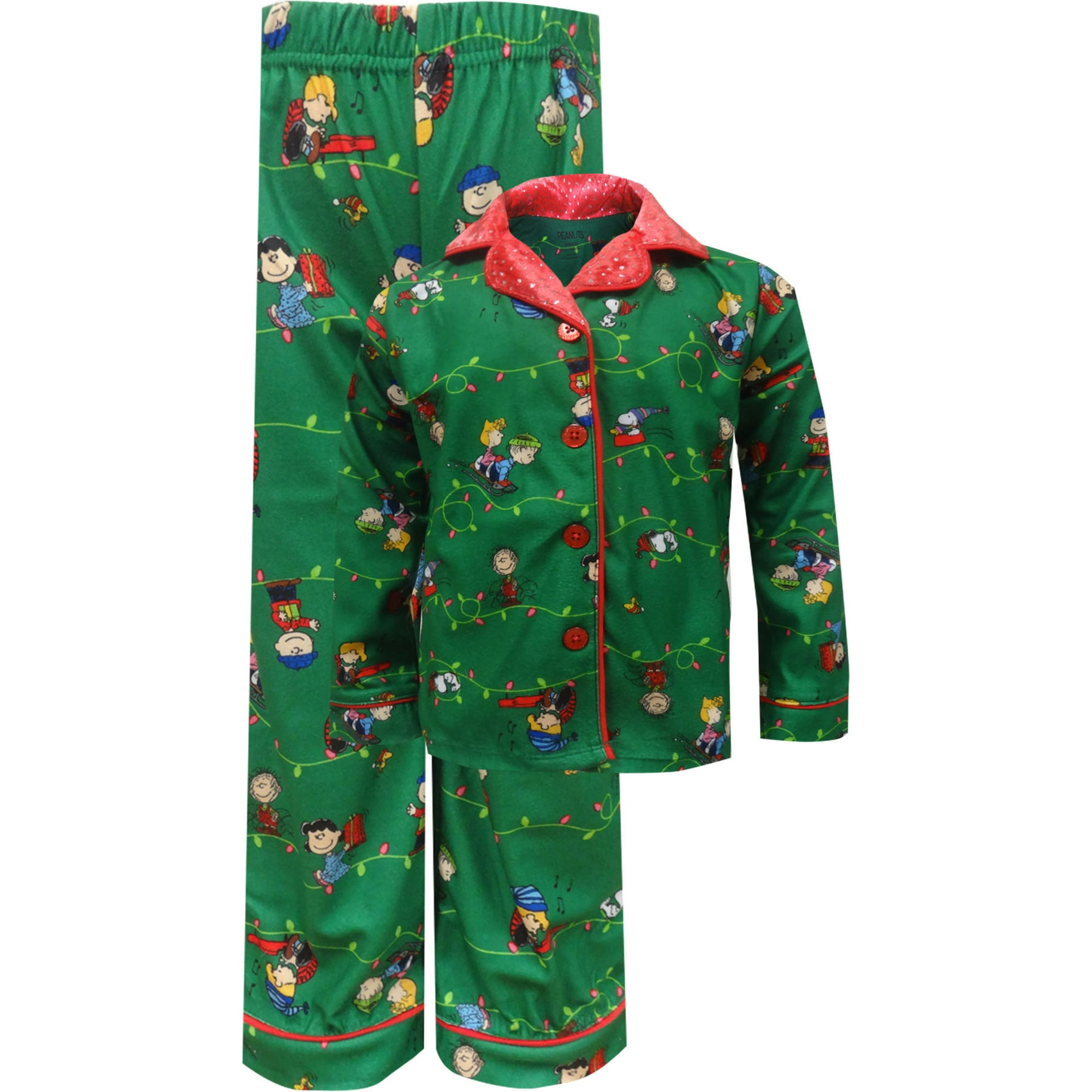 Peanuts Girls Peanuts Charlie Brown Christmas Traditional Flannel Girls Pajama 6 6X