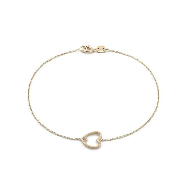 Pulsera Corazón Zirconia Oro Sólido 10k