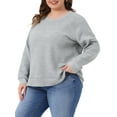 thumbnail image 2 of DARING DIVA Women's Plus Round Neck Long Sleeve Casual Pullover Blouse 5X Silver Gray, 2 of 6