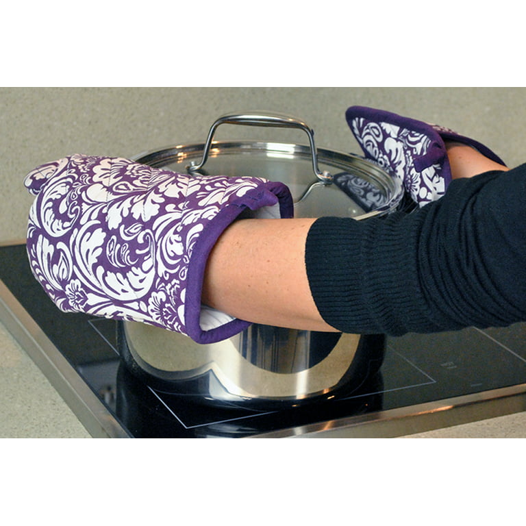 Set of 2 Purple Traditional Terry Oven Mitts 7 x 13