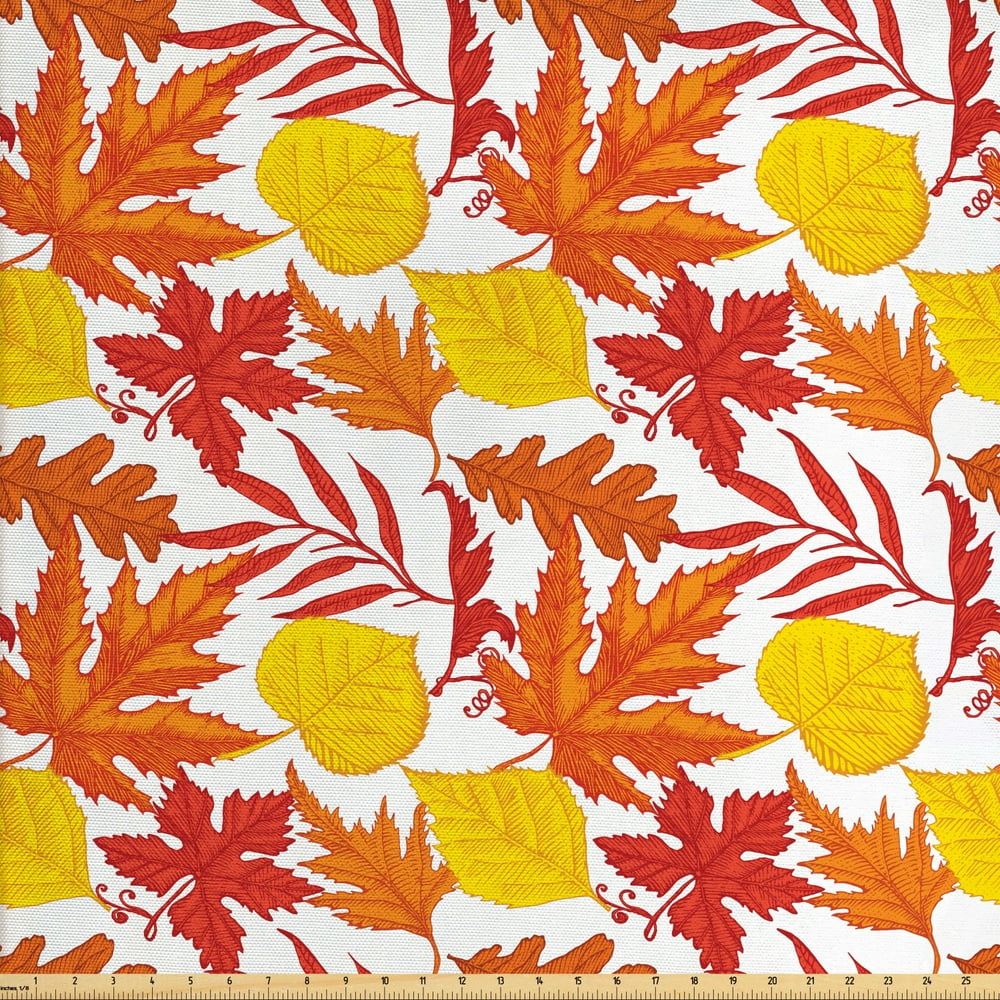 Autumn Fabric by the Yard Upholstery, Composition of Various Fall