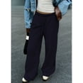 thumbnail image 6 of Womens Wide Leg Sweatpants Interior Sweat Pants with Pockets Elastic Waisted Lounge Casual Trousers Dark Blue XXL, 6 of 9
