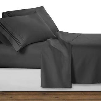 Elegant Comfort 4-Piece Smart Sheet Set - Queen, Grey, 1500 Thread Count Feel Microfiber With Storage Pockets