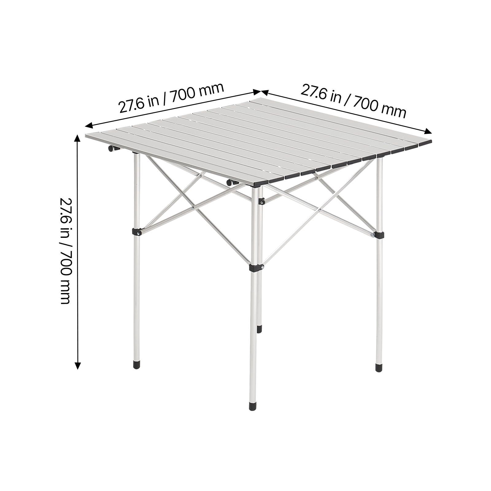 Folding Camping Table, Portable Roll Up Side Tables, Small Lightweight Aluminum Beach Table, Compact with Carry Bag, for Outdoor Cooking, Tailgating, Grilling, Picnic, Travel, Silver