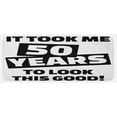 thumbnail image 1 of 50th Birthday Kitchen Mat, Funny Happy Face Expression Self Confidence Themed Pictogram Style Design, Plush Decorative Kitchen Mat with Non Slip Backing, 47" X 19", Black White, by Ambesonne, 1 of 1