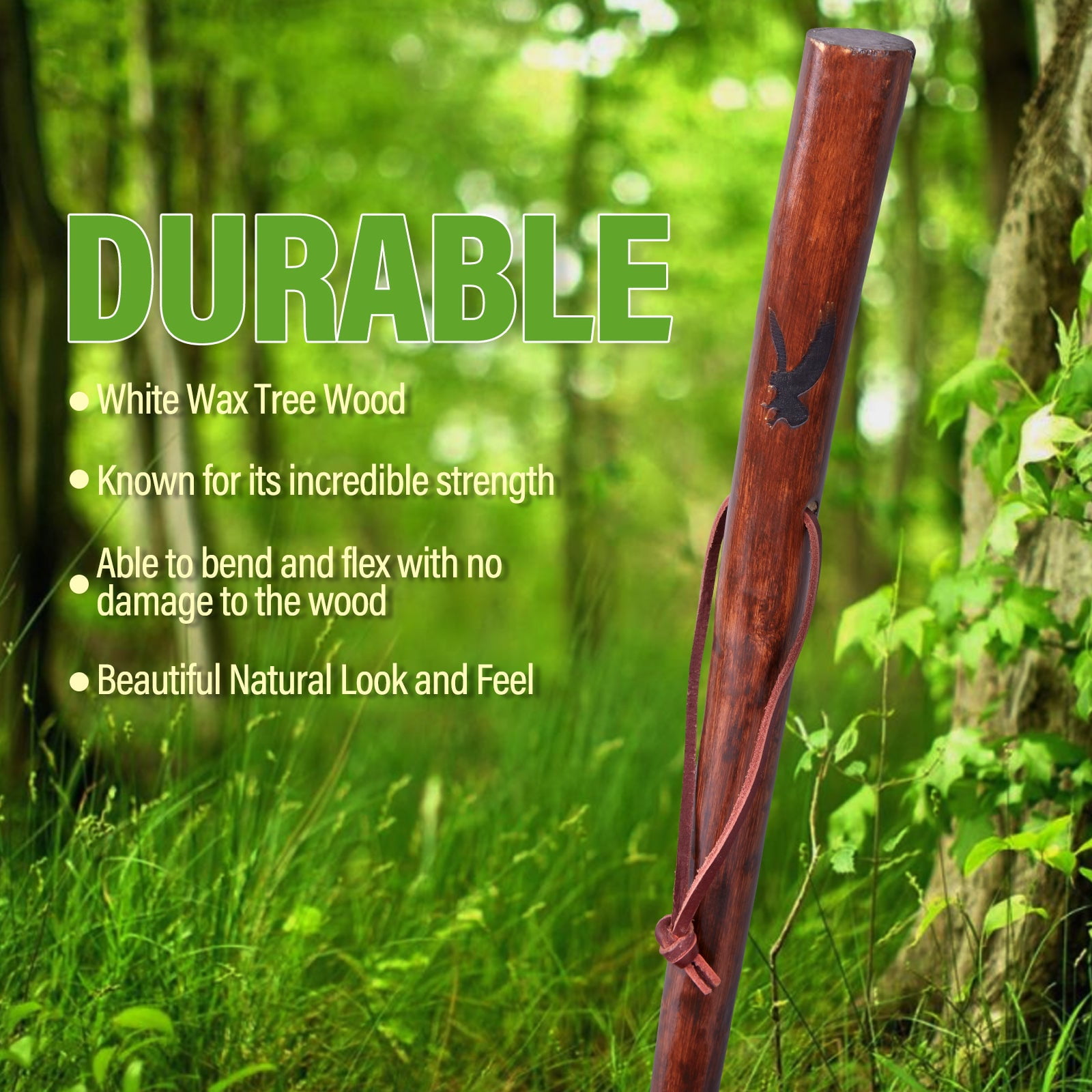 55 in Rustic Wood Walking Stick, Traditional Style Handle, for Men & Women, Trekking Pole, Hiking Pole, Walking Sticks