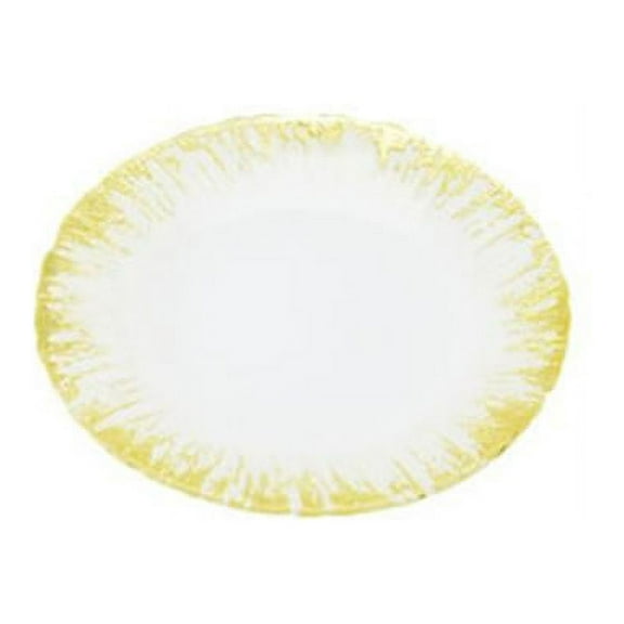 11 in. Milky Glass Dinner Plates with Gold Flashy Design - Set of 4