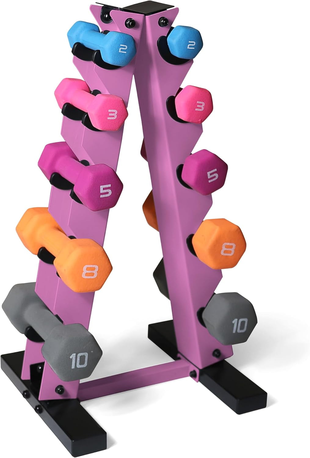 WF Athletic Supply Dumbbell Rack, 5-Tier A-Frame Dumbbell Rack for Dumbbell Storage, Color Options Available in Black / White / Pink / Green / Yellow / Red / Orange & Blue