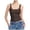 Brown, variant on Women's Neck Sleeveless Knit Ribbed Fitted Casual Crop Tank Top,Color:Blue