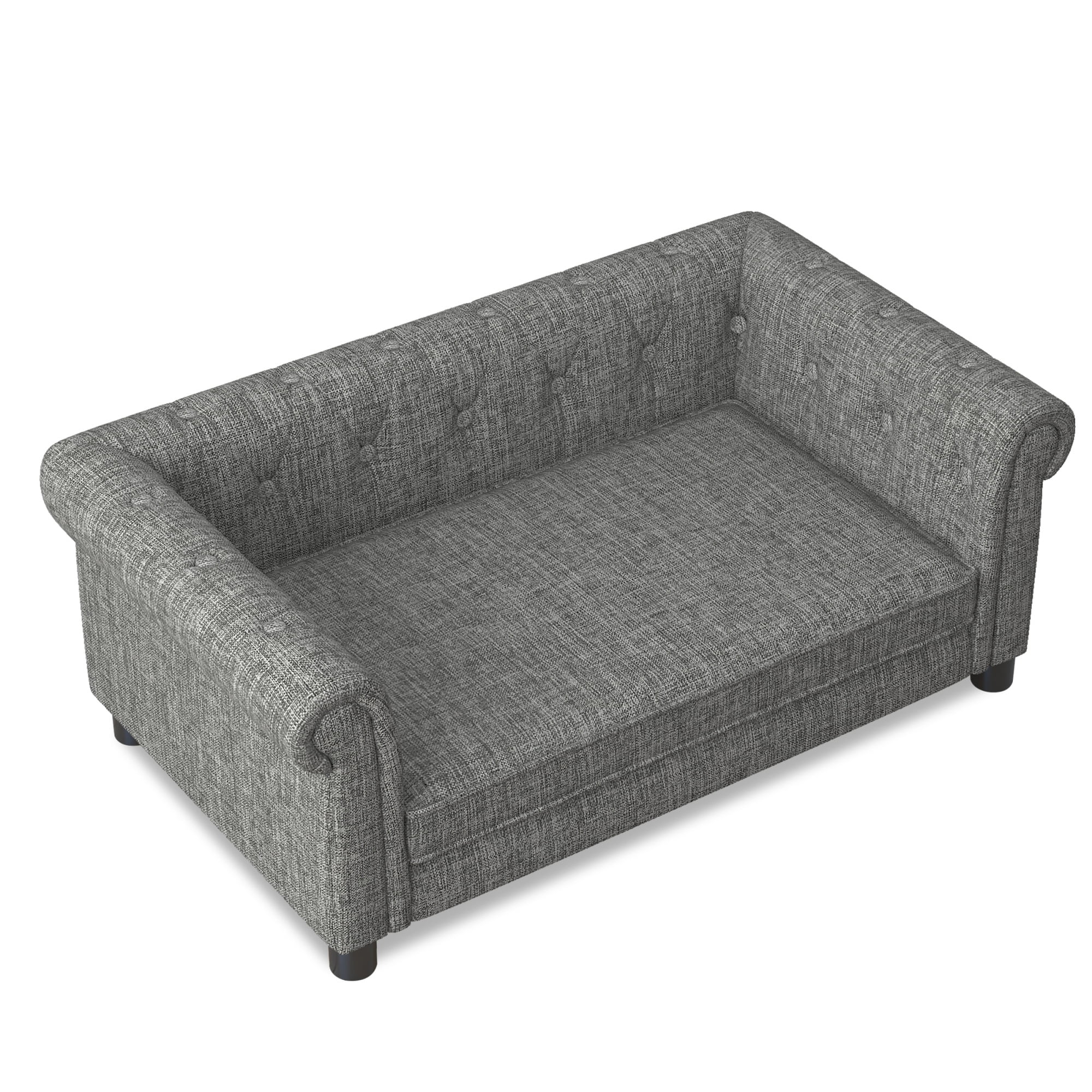Jopath Dog Sofa, Durable Elevated Dog Sofa Bed Fashionable Linen Fabric Rectangular Pet Bed for Small and Medium-Sized Dogs Light Grey