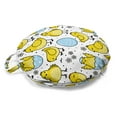 thumbnail image 1 of Farm Animal Round Floor Cushion with Handle, Chick and Cracked Easter Egg with Daisy Motifs and Small Dots, Decorative Pillow for Living Room & Dorms, 18" Round, Yellow Pale Blue White, by Ambesonne, 1 of 4