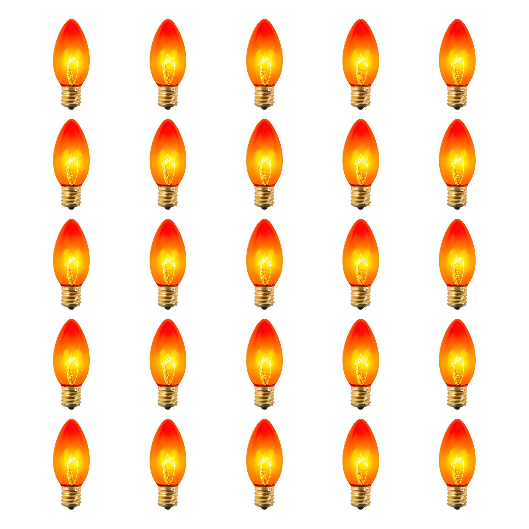Pack of 25 Incandescent C9 Orange Christmas Replacement Bulbs