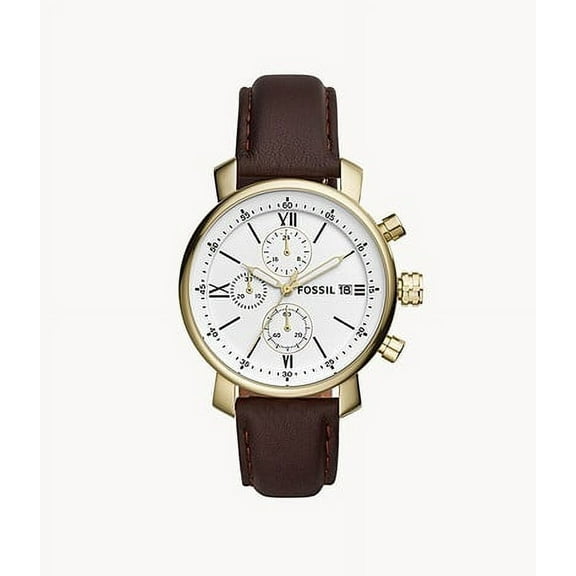 Fossil Men's BQ1009 Brown Leather Strap White Dial Chronograph Watch