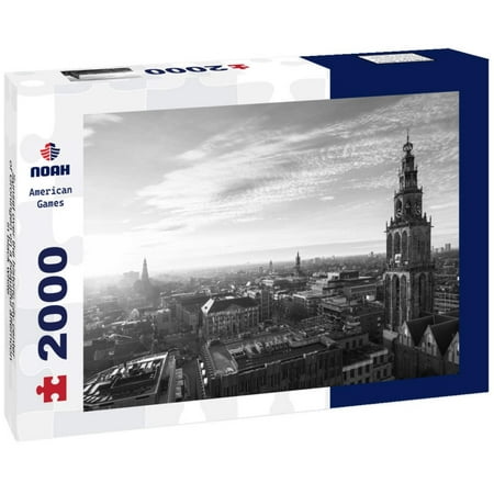 Noah Jigsaw Puzzle Sunset over the historic city center of Groningen on a beautiful afternoon in black white 2000 pieces