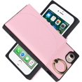 thumbnail image 3 of Wallet Cases for iPhone SE 2022/SE 2020/7/8 with Card Holder 4.7",PU Leather Magnetic Clasp [360° Rotatable Ring Holder Kickstand] Heavy Duty Flip Case for Women Girls,(Pink), 3 of 14