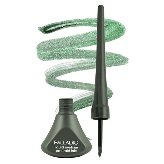 Palladio Liquid Eyeliner, Emerald Isle, Highly Pigmented and Waterproof Eyeliner, For Intense Eye Definition, Includes Easy Grip Wand and Felt Tip Eyeliner Applicator