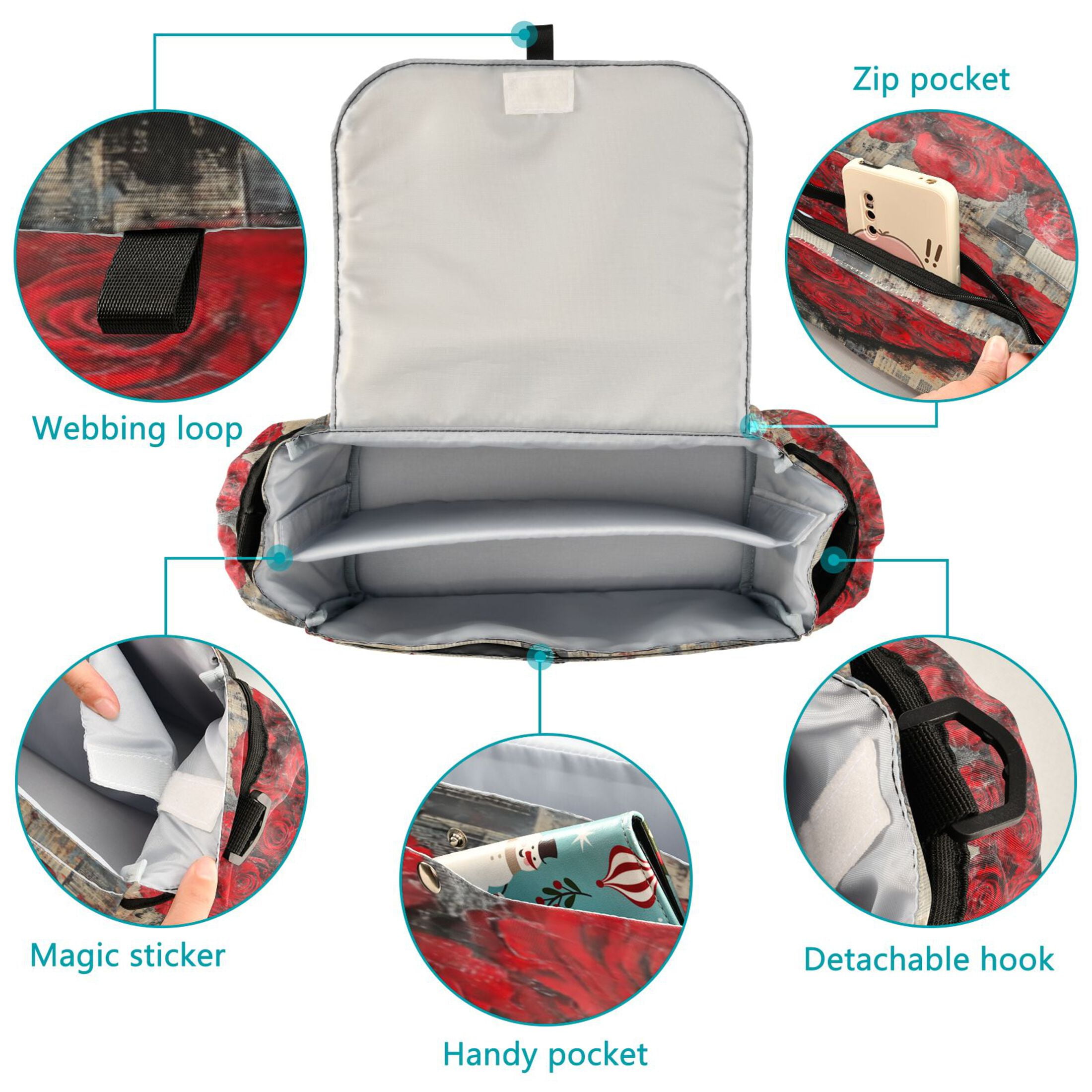 DIXRUYEE Stroller Organizer Roses Of Love Printed