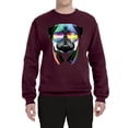 thumbnail image 2 of Wild Bobby, Colorful Pug DJ, Pop Culture, Unisex Crewneck Graphic Sweatshirt, Maroon, Large, 2 of 4