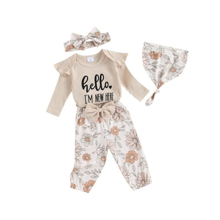 

Hirigin Girl s Long Sleeve Romper with Flower Pants and Matching Bow Headband