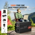 thumbnail image 2 of KFFKFF 1000W Pure Sine Wave Inverter, DC 12V to AC 120V, Dual AC Outlets, USB and Type-C Ports, Remote Control for Electronics, CE FCC Certified, 2 of 9