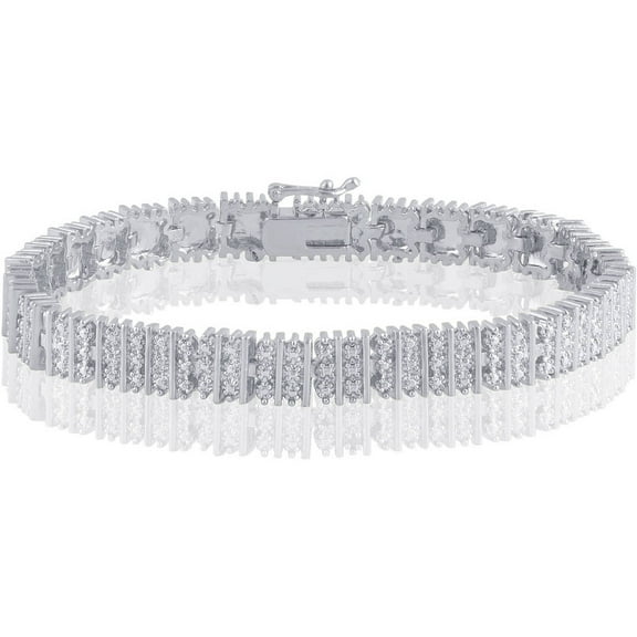 Diamond Accent Silvertone Fashion Bracelet,7.5"