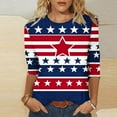thumbnail image 2 of Summer Clean Plus Size Tee Shirts For Women Round Neck 3/4 Length Sleeve Tops Classic Independence Day Patriotic Tee Shirts Loose Fit Tunic Blouses Office Work Clothes 2025, 2 of 5