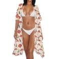 thumbnail image 4 of FKELYI Retro Mushroom Leaf Print Kimono Coverups for Women Soft Beach Cover Up Half Sleeve Summer Cardigan Bikini Cover Ups Resort Wear Casual Cruise Outfits, 4 of 6