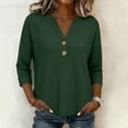 thumbnail image 4 of FchengtaiS Womens 3/4 Sleeve Waffle Knit Tops Button Down V Neck Shirts Spring Fall Casual Business Outfits, 4 of 7