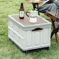 thumbnail image 4 of Rolling Crate Cart with Wheels 2 Pack, RLUETIME Collapsible Rolling Storage Bin with Wooden Cover, Foldable Utility Cart with Wheels for Picnic Camp Outdoor , 55L，White, 4 of 11