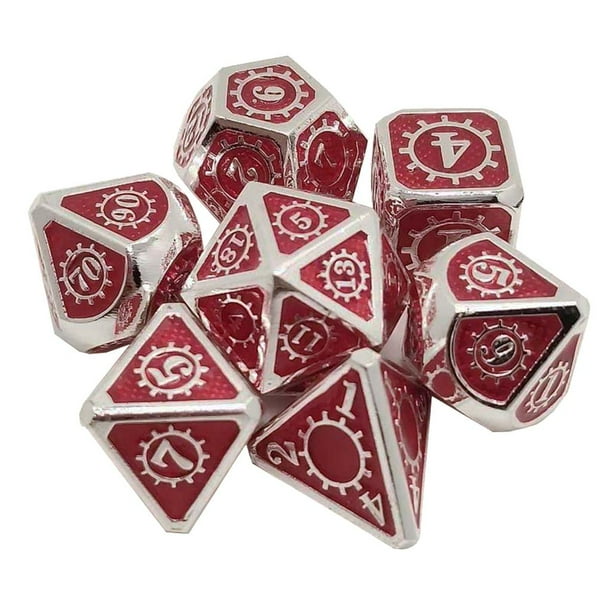 Juego de 7 dados poliédricos metálicos novedosos para juegos de mesa RPG MTG D4 D6 D8 D10 11