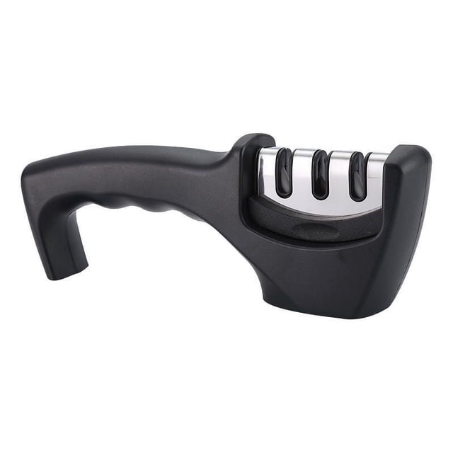 ZHAOCHENG Afilador trifásico - para cuchillos de cocina - resultado profesional/diseño ergonómico - piedra cerámica/carburo de tungsteno/diamante - acabado negro/cromo