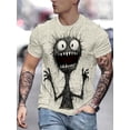 thumbnail image 2 of Camiseta de manga corta con cuello redondo y estampado gráfico de monstruo para hombre, ropa para hombre para verano, tejido de mezcla de poliéster suave y ligeramente elástico, 2 of 4