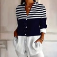 thumbnail image 5 of qafoshin Womens Blouses Button-Up Turn Down Collar Long Sleeve Summer Tops Loose Striped Printed Shirts, 5 of 5