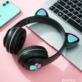 thumbnail image 6 of HQinX Kids Headphones, Wireless Bluetooth Cat Ear Headset, LED Light Up Foldable Over Ear, Stereo Sound with Mic & TF Card (Black), 6 of 12