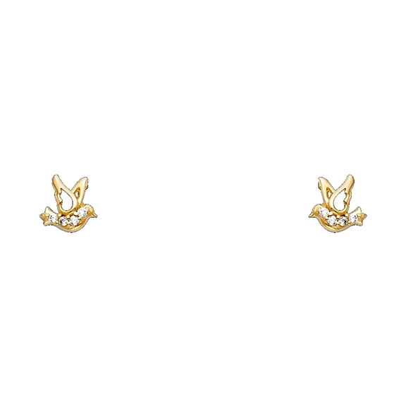 14k Yellow Gold Pigeon Cubic Zirconia Stud Screw Back Earrings Stud Earring for Women