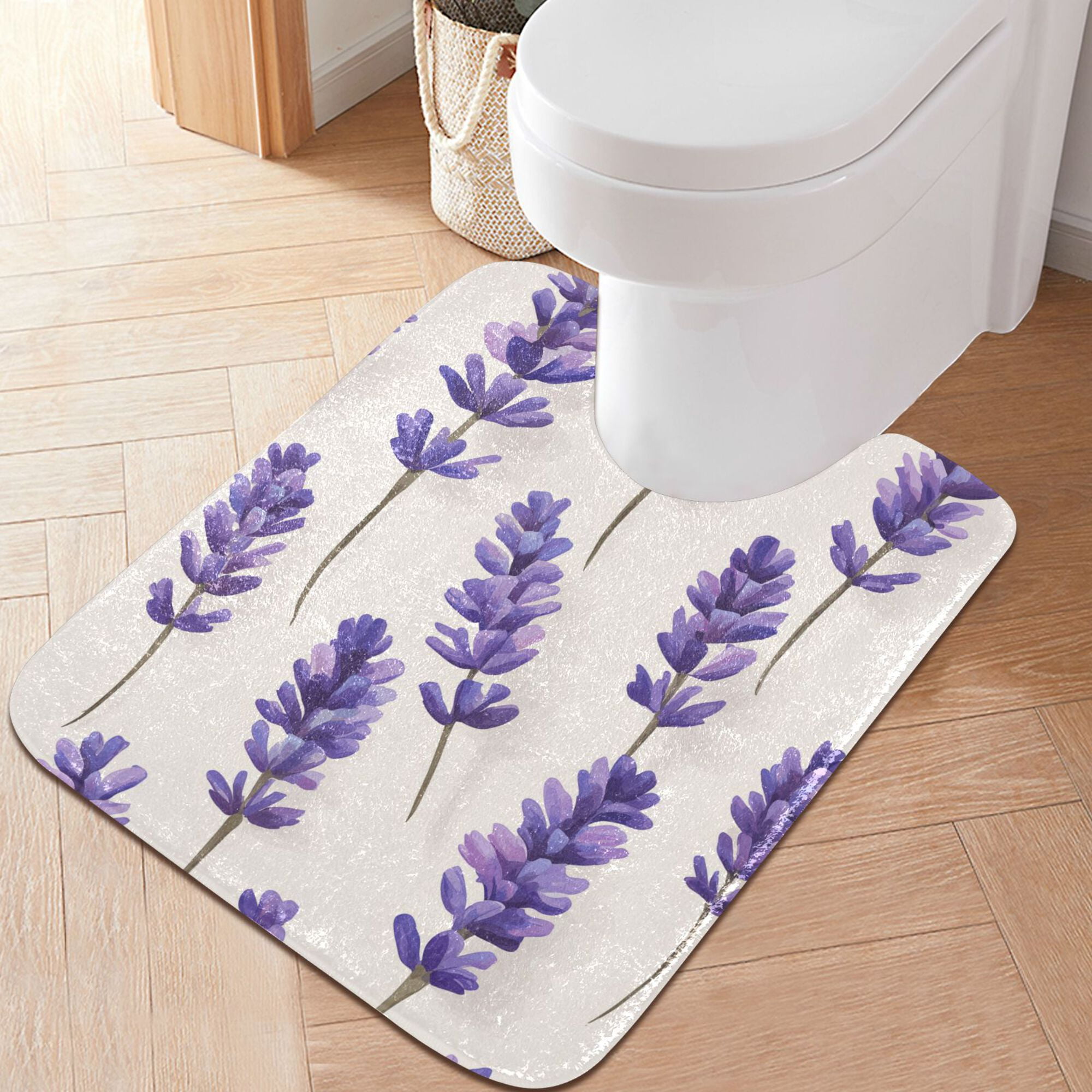 Yayeee Bath Rugs for Bathroom Floor Set of 2 Non Slip Fluffy Soft Absorbent Mat, Lavender Pattern