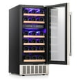 thumbnail image 2 of KNDKO 15" Wine Cooler Refrigerator, 28 Bottles Dual Zone Freestanding Fridge with Stainless Steel & Double-Layer Tempered Glass Door, 2 of 9