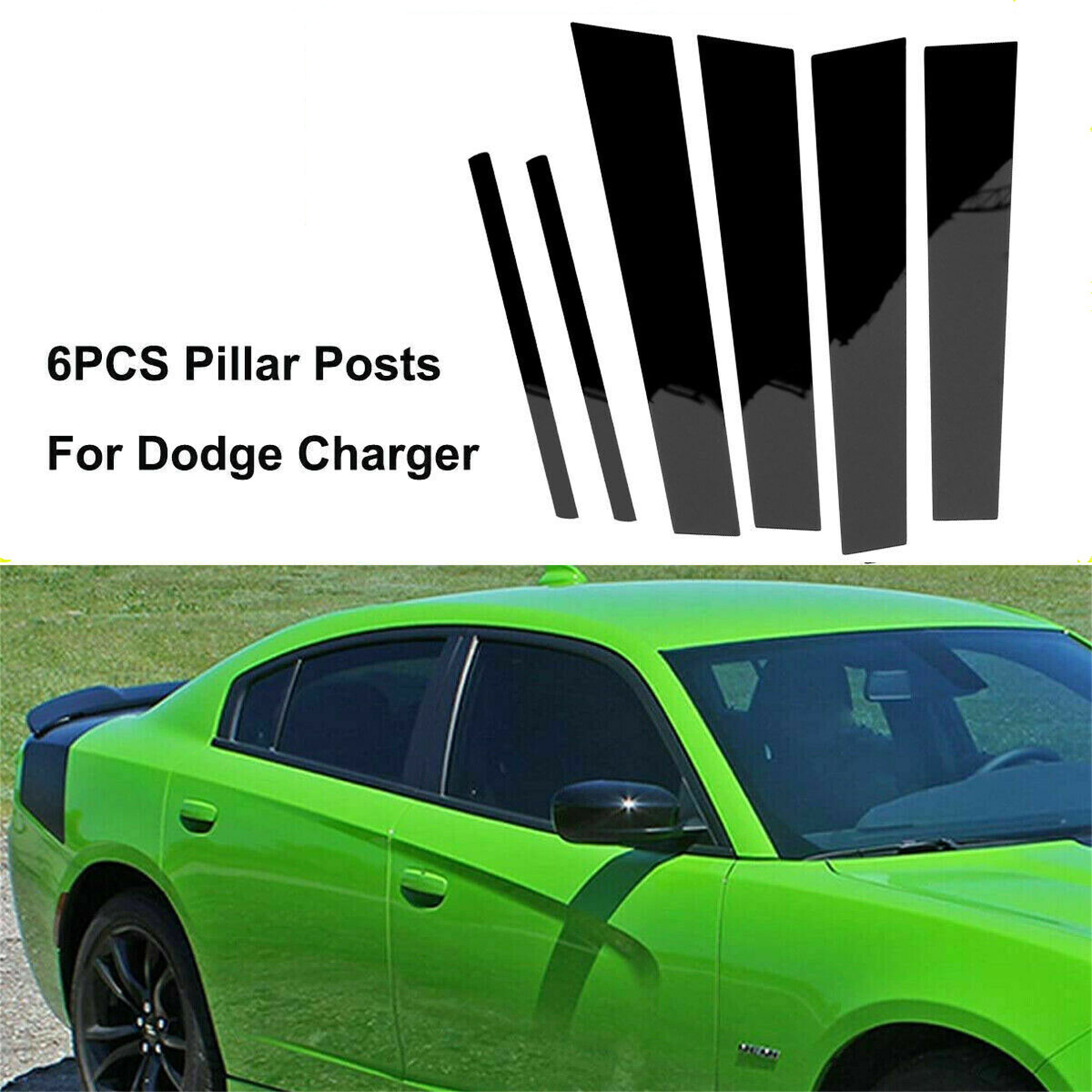 Chrome Pillar Posts for Dodge Charger 11-21 6pc Set Door Trim Mirror Cover Kit