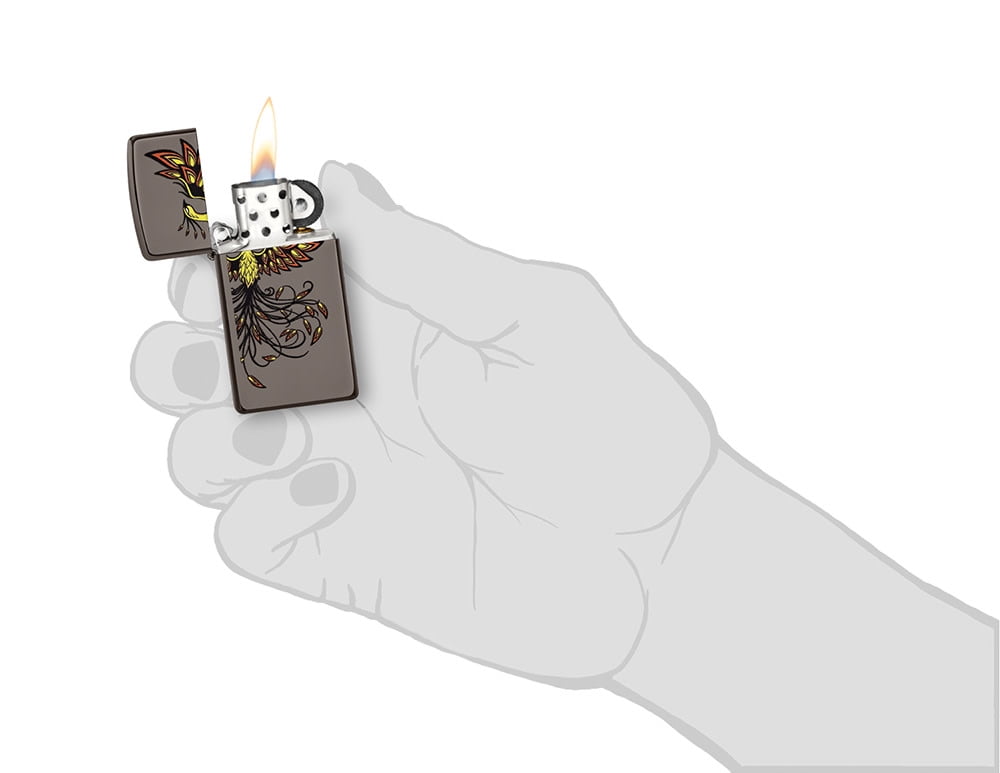 Zippo Phoenix Design Slim Black Ice Pocket Lighter