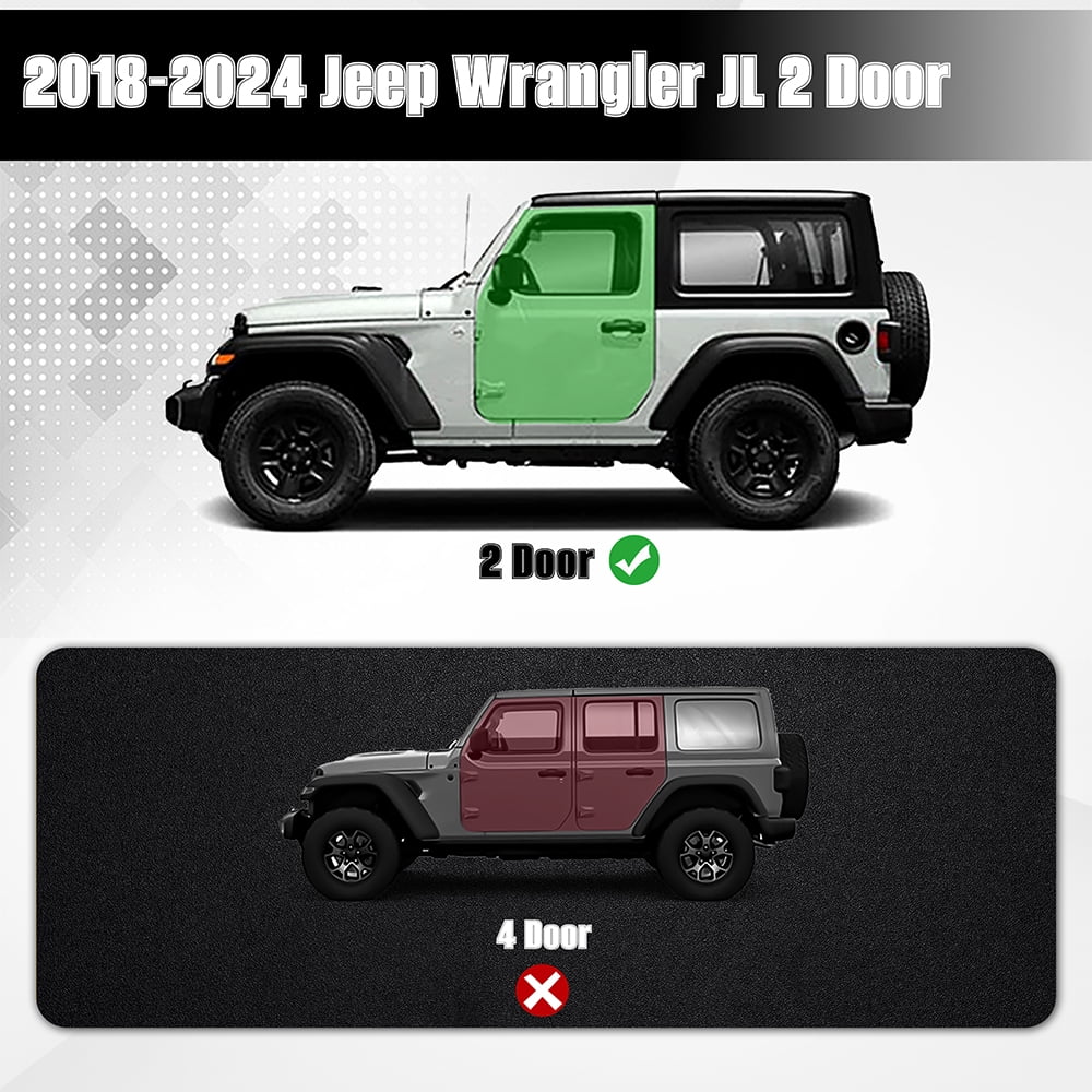 AutoBull 6" Running Boards Compatible with 2018-2026 Jeep Wrangler JL 2 Doors, 2-Stairs Side Step Rails Coated Black Carbon Steel Nerf Bars