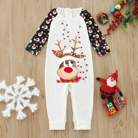 

Baby Merry Christmas Cute Prints Family Clothes Long Sleeve Jumpsuit