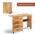 thumbnail image 2 of Gymax Folding Sewing Craft Table Shelf Storage Cabinet Home Furniture W/Wheels Natural, 2 of 10