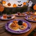 thumbnail image 6 of DefiDgd 9inch 24pcs Purple Spider Web Disposable Paper Plates,Round Spider Printed Lightweight Dinner Plates for Halloween Snack Dessert Serving Holiday Birthday Party Tabletop Decor(B), 6 of 6